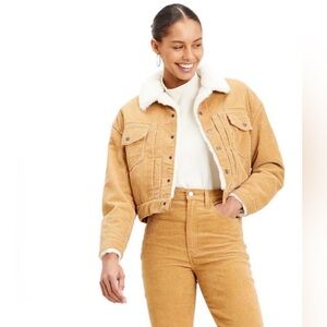Levi's Women's Camel Corduroy Jacket with White Collar